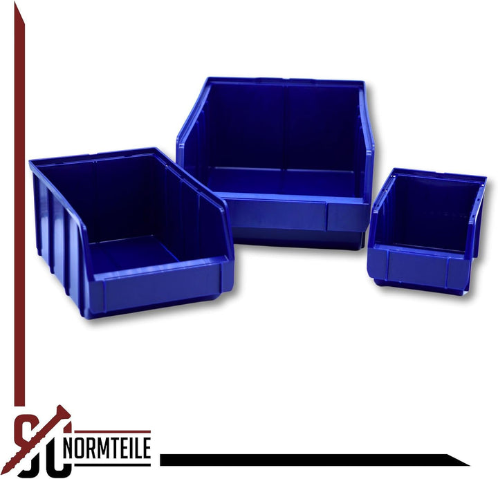 SC-Normteile Sichtbox 8 Stück Grösse 1 (489 x 304 x 185 mm) Blau – PP Kunststoff, stapelbar – Stapel