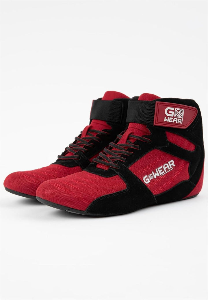Gorilla Wear Gwear Pro High Tops Rot/Schwarz - Bodybuilding und Fitness Schuhe mit Logo leicht beque