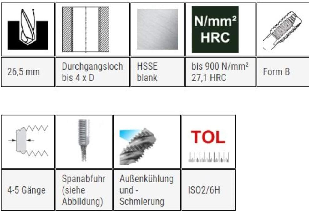 Baer Maschinengewindebohrer M30 HSSG Form B Gewindeschneider - Grösse M 30 x 3,5 - DIN 376 Maschinen