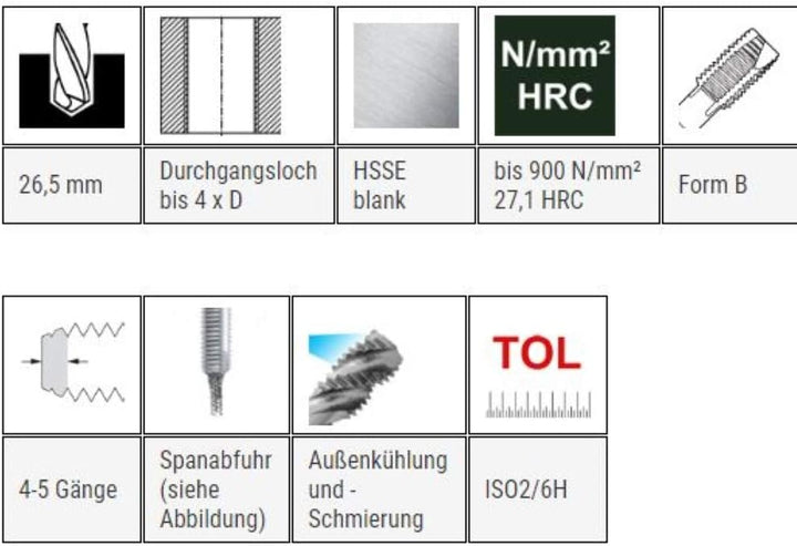 Baer Maschinengewindebohrer M30 HSSG Form B Gewindeschneider - Grösse M 30 x 3,5 - DIN 376 Maschinen