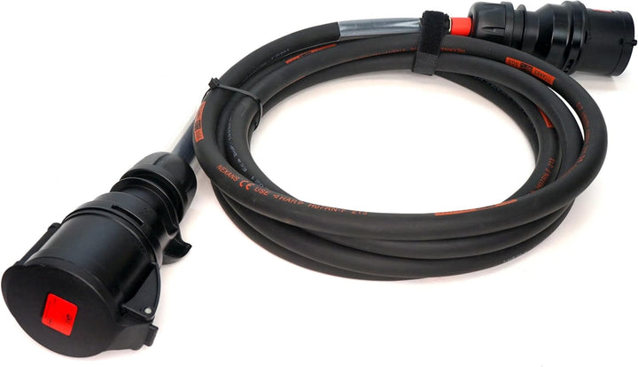 CEE Starkstromkabel (1,5m-50m) 32A Verlängerungskabel Titanex H07RN-F 5x6mm² mit schwarzem PCE Shark