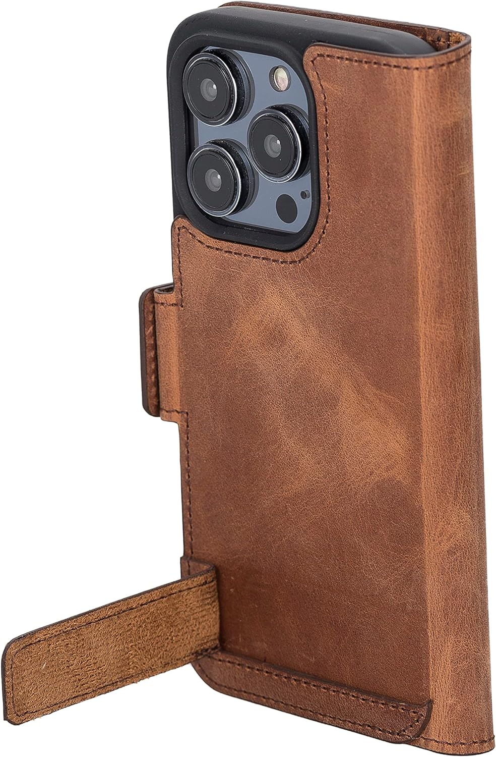 Solo Pelle aufklappbare Lederhülle kompatibel für iPhone 14 Pro in 6.1 Zoll inkl. 1 Kartenfach für d