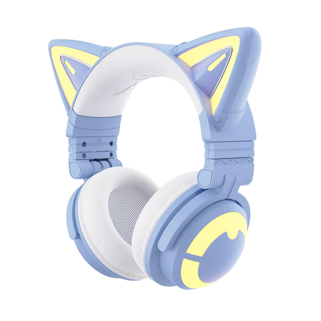 YOWU RGB-Katzenohr-Kopfhörer CE kabelloses 5.2 faltbares Gaming-Headset (CE, Blau) Blau CE, Blau CE