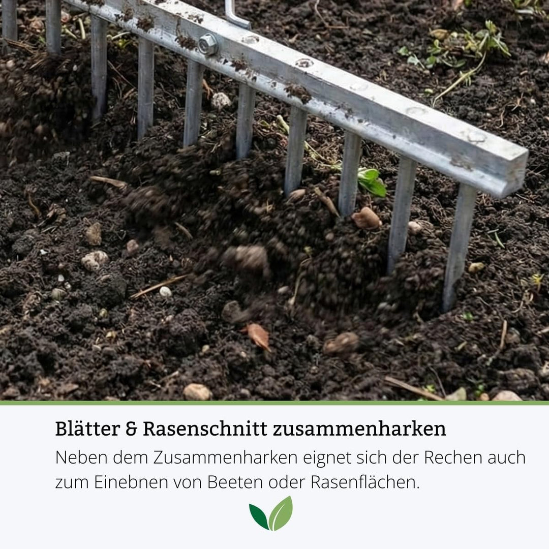 Rekord Aluminium Rechen leicht mit 16 Zinken Breite 62 cm - ohne Stiel, Rechen, Gartenrechen, Laubre