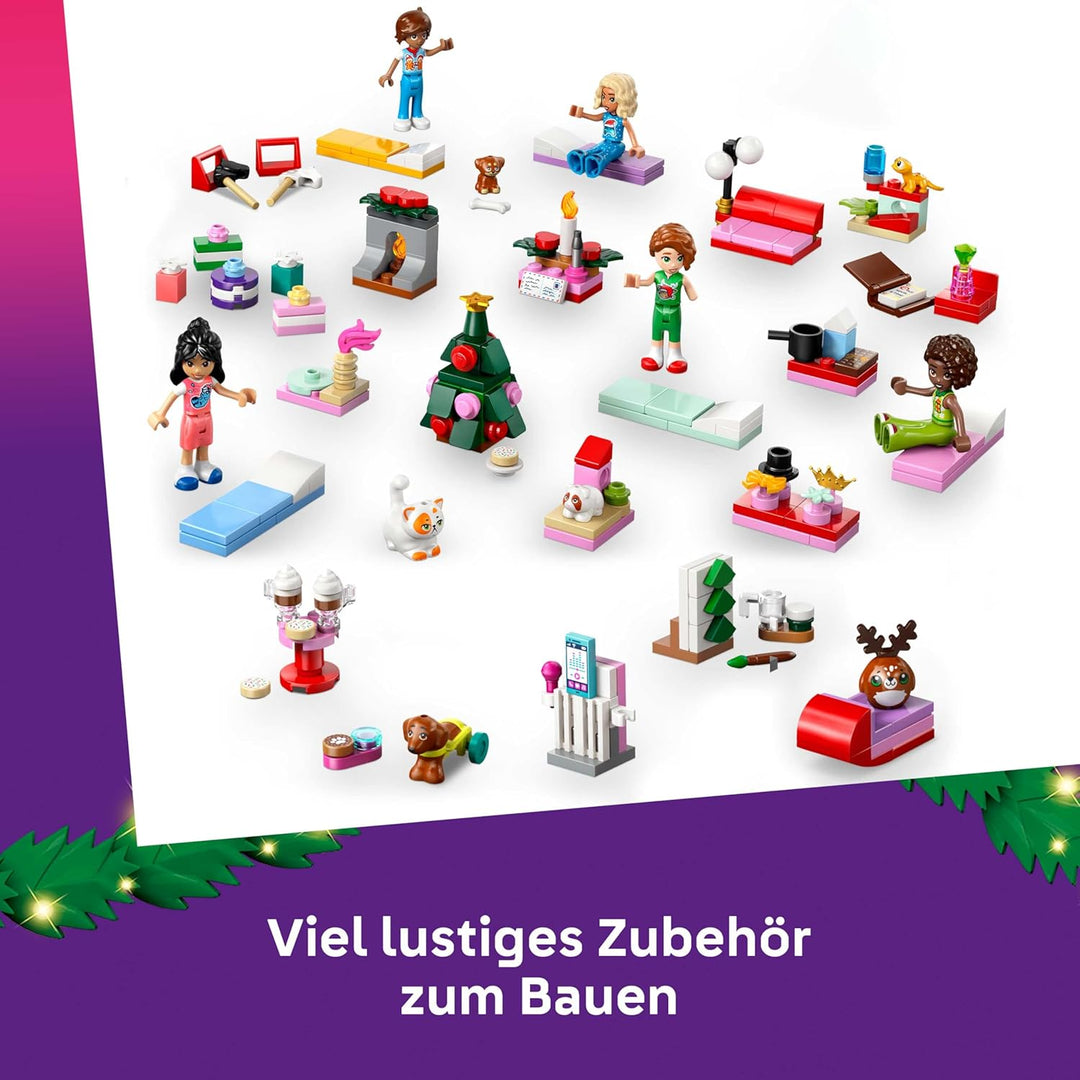 LEGO Friends Adventskalender 2025 - Weihnachten Spielzeug mit 24 Überraschungen inkl. 5 Minifiguren,