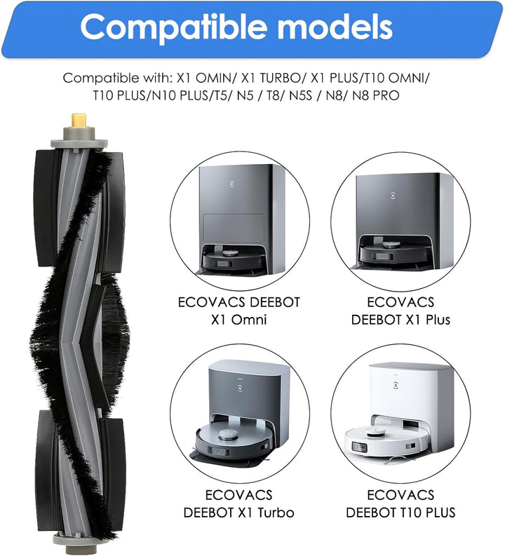 (3 Stück) Walzenbürste kompatibel mit ECOVACS DEEBOT X1/ X1 Omni/ X1 Turbo/ X1 PRO OMNI/ T10/ T10 Pl