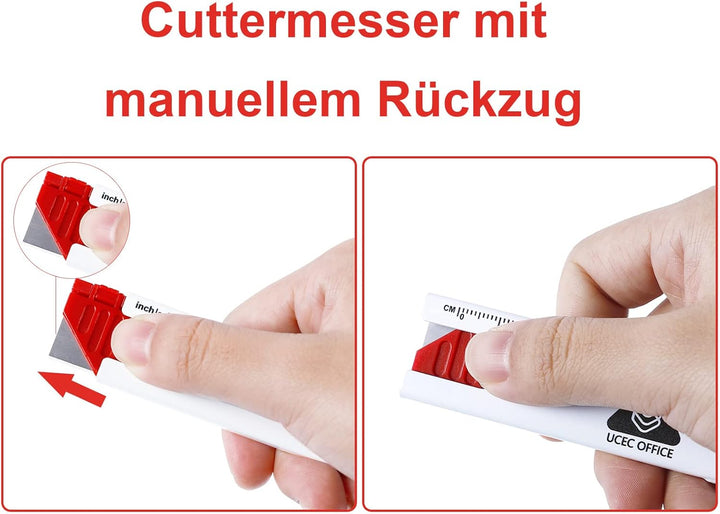UCEC cuttermesser klein, Sicherheits Cuttermesser Kartonmesser mit automatischem Klingeneinzug, 5x M
