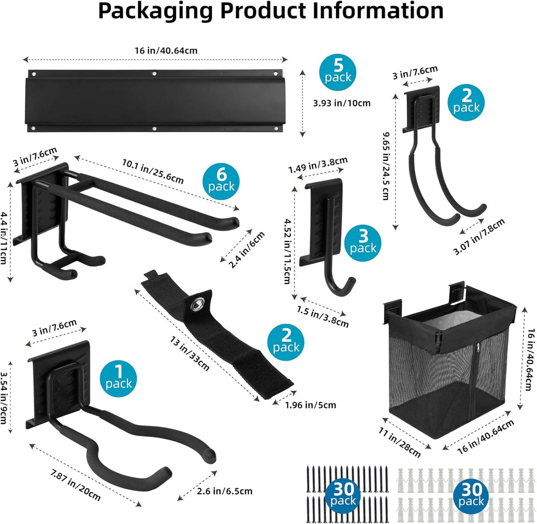 Sinoer Garage Tool Management Wall Rack, Metall-Gartengerätehalter,Garage Wall Management Storage Ra