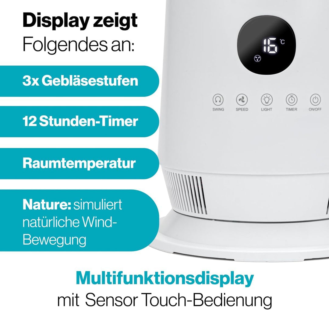 ProfiCare® Ventilator leise | flügelloser Turmventilator | mit Schwenkfunktion | 86cm hoch | inkl. F