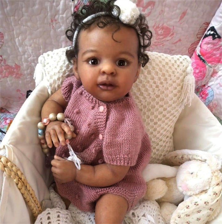 Zero pam Reborn Baby Mädchen, 48cm Reborn Baby Vollsilikon Lebensecht Puppe Mit Haaren, Realistisch