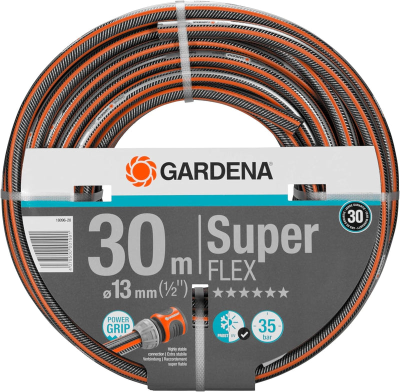 Gardena Premium SuperFLEX Schlauch 13 mm (1/2 Zoll), 30 m: Gartenschlauch mit Power-Grip-Profil, 35