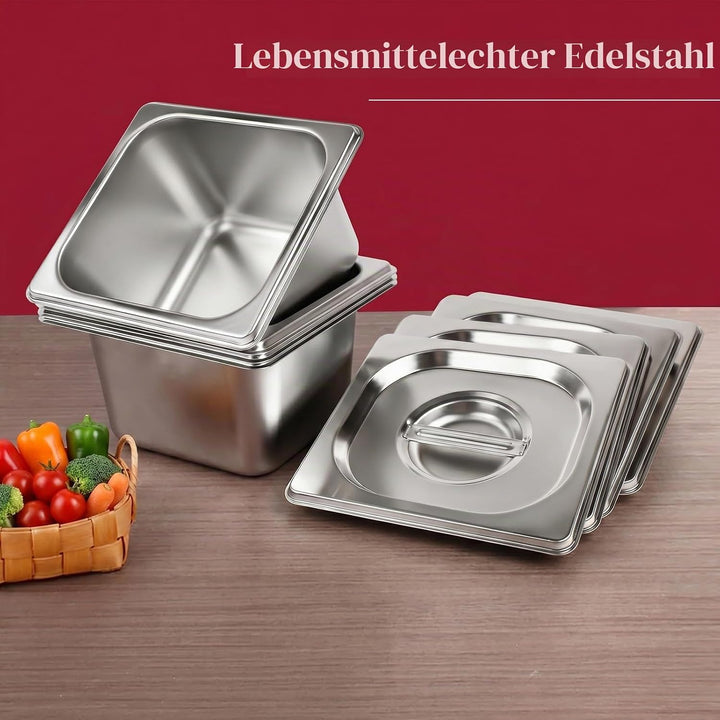 Panierschalen Set 4-teilig, GN 1/6 Behälter, 17,6 x 16,2 x 10 cm Panierset für Koteletts, Gastronorm