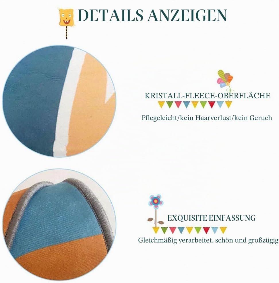 Kinderteppich Spielen Teppich Strasse Auto Tier Universum Blau Grün Grau(100×160cm,39×63inch) 100 *