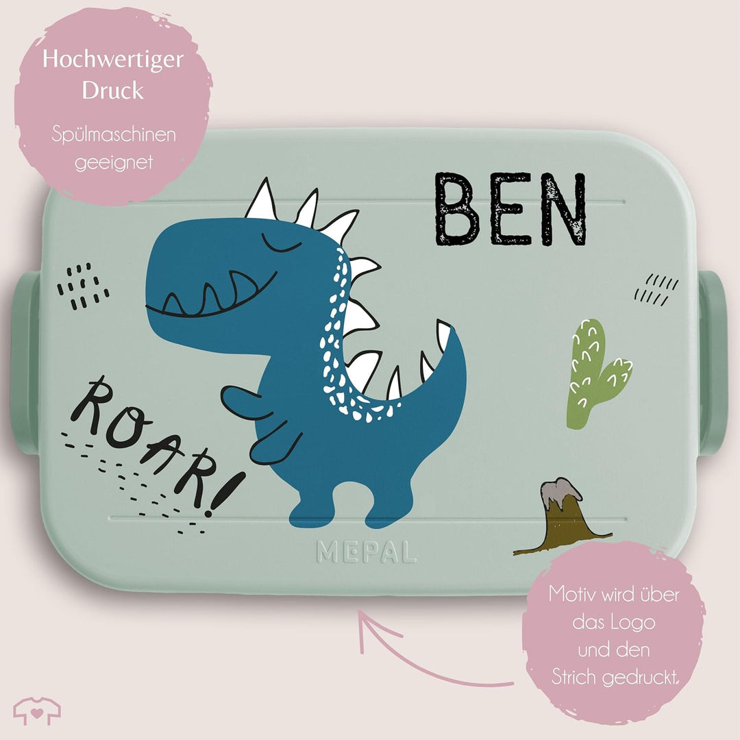 Bento Box Midi für Mepal Bentobox - Kinder Dino Brotbox Dinosaurier Lunchbox Dinosaurus Vesperdose D