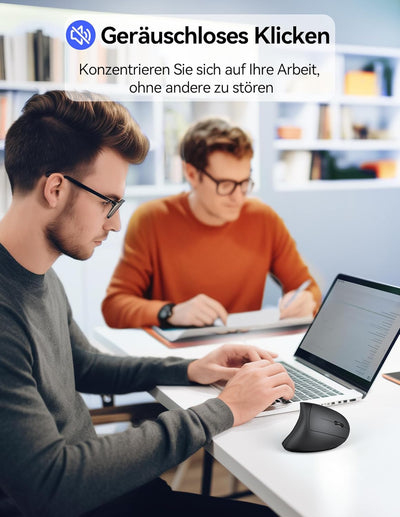 TECKNET Ergonomische Maus Kabellos, 2.4G USB Optische Vertikale Maus Ergonomisch mit Ladekabel, 800/