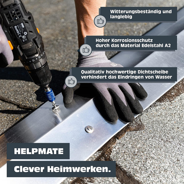 HELPMATE Spenglerschrauben 4,5x45 mm, 150 Stück, DIN 7995, Edelstahl A2, PZ2, DIN 7995, Dachdeckersc