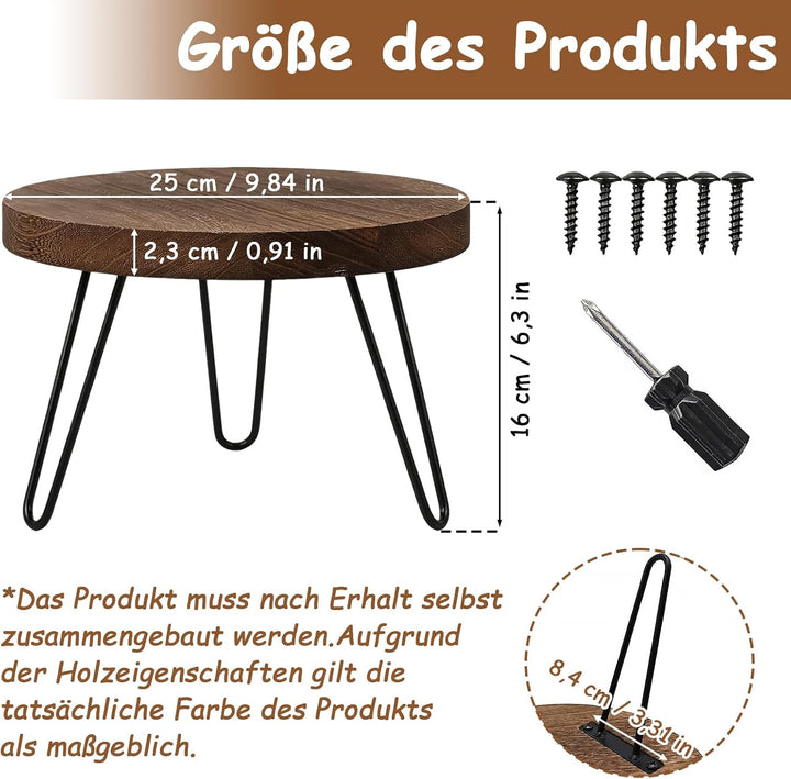 Pflanzenhocker Holz Klein, Blumenständer Rund mit 3 Füssen, Blumenhocker rund, Belastung Blumenhocke