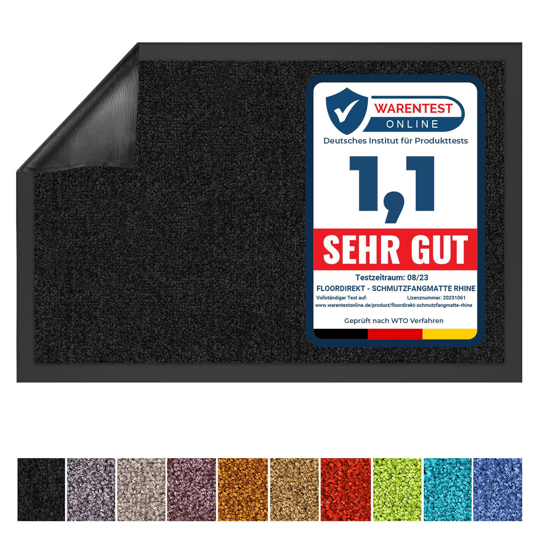 Floordirekt Schmutzfangmatte Rhine - waschbare & leistungsstarke Fussmatte - Sauberlaufmatte mit Rut