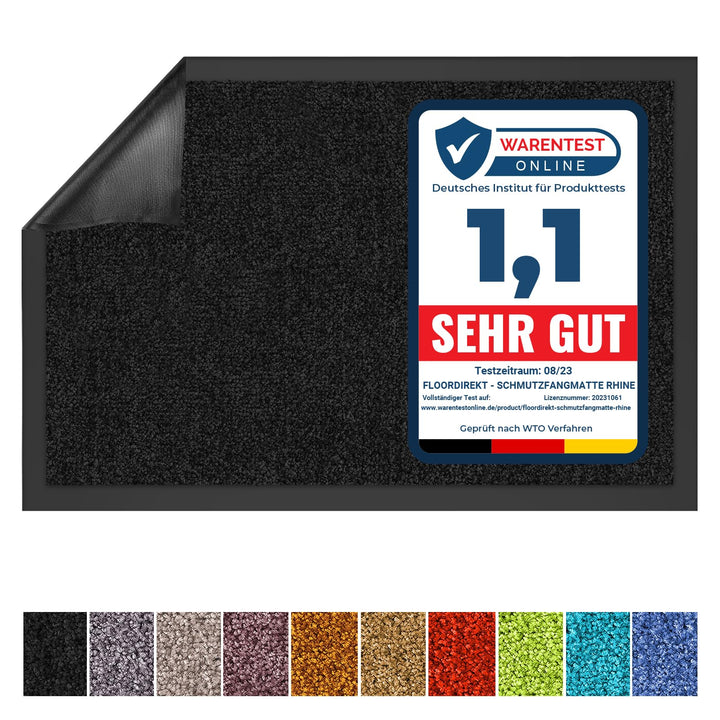 Floordirekt Schmutzfangmatte Rhine - waschbare & leistungsstarke Fussmatte - Sauberlaufmatte mit Rut