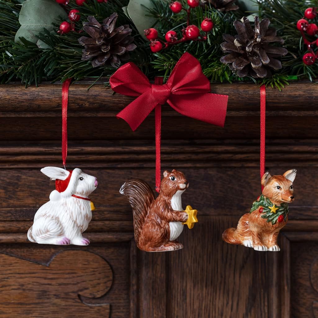 Villeroy und Boch - Nostalgic Ornaments Ornamente Waldtiere, 3tlg., putziges Dekoranhänger-Set aus H