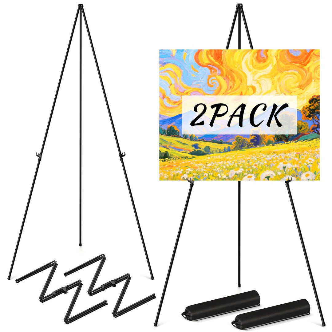 2 Stück Tragbar Faltbar Atelierstaffelei, Künstler Staffelei Stand, für Gemälde, Verkauf, Willkommen