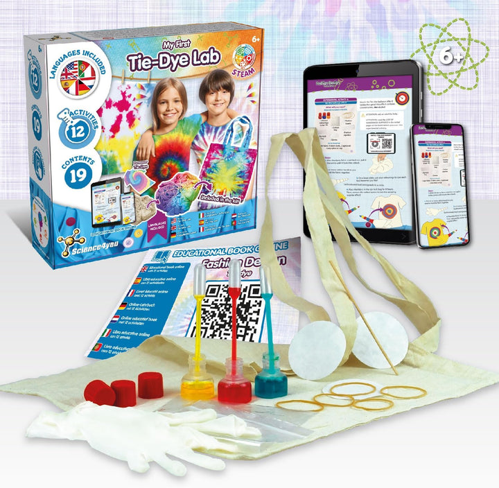 Science4you Modedesign - Tie Dye Kit für Kinder mit 12 Aktivitäten, Tie-dye & Fashion Craft Kits, ST