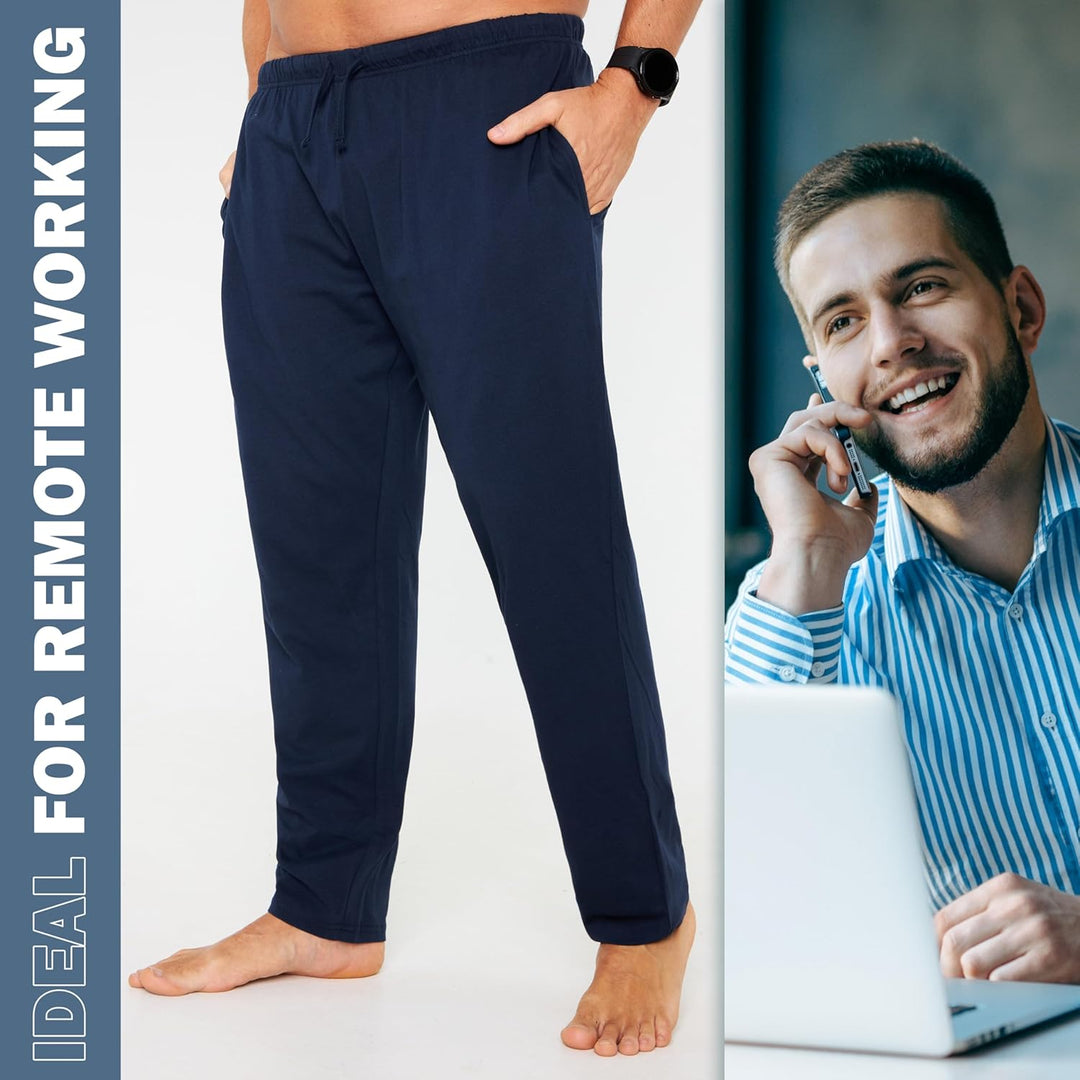 CityComfort Herren Schlafanzughose Lang mit Seitentaschen & elastischem Bund, 2er Pack XL Bund mit K