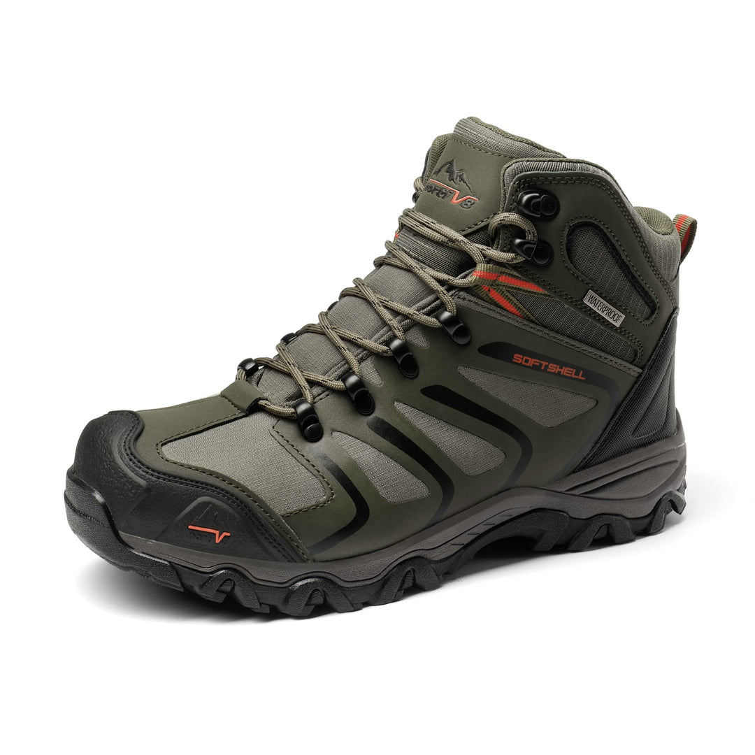 NORTIV 8 Herren 160448_m-w Wanderstiefel 43 EU Weit Armee Grün Schwarz Orange, 43 EU Weit Armee Gr&amp;