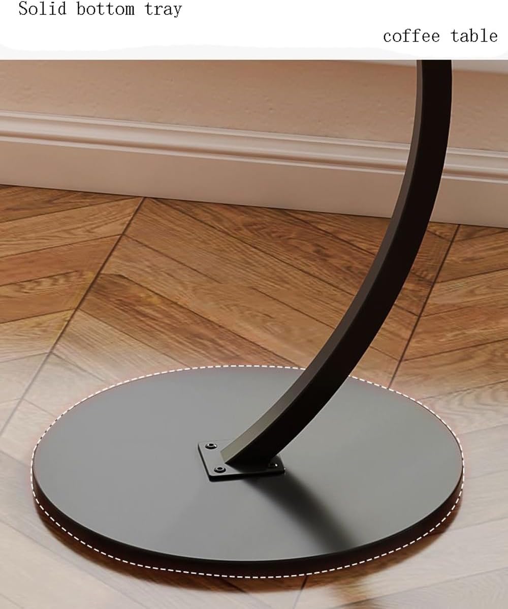 johgee Beistelltisch Holz Schwarz, Couchtisch Holz, C-förmige Stütze, Tischplatte Durchmesser 40cm,