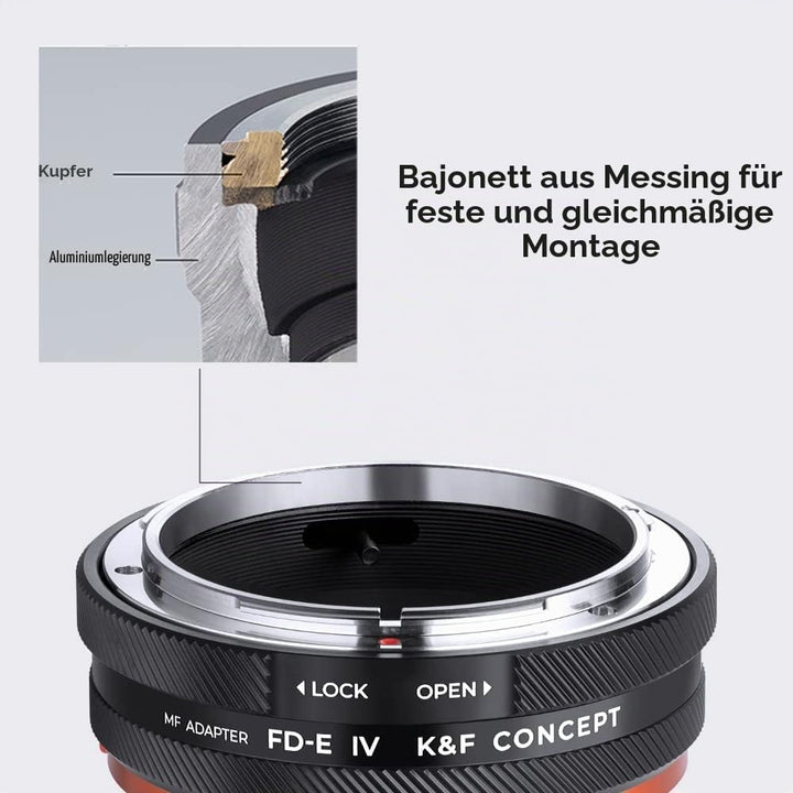 K&amp;F Concept Lens Mount Adapter FD-NEX IV Manueller Fokus Kompatibel mit Canon FD &amp; FL 35 mm Objektiv