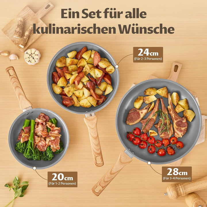 BLAZANT Keramik Pfannenset Induktion, 3-teilig Antihaft pfanne 20/24/28 cm | Gesundes Bratpfannen Se