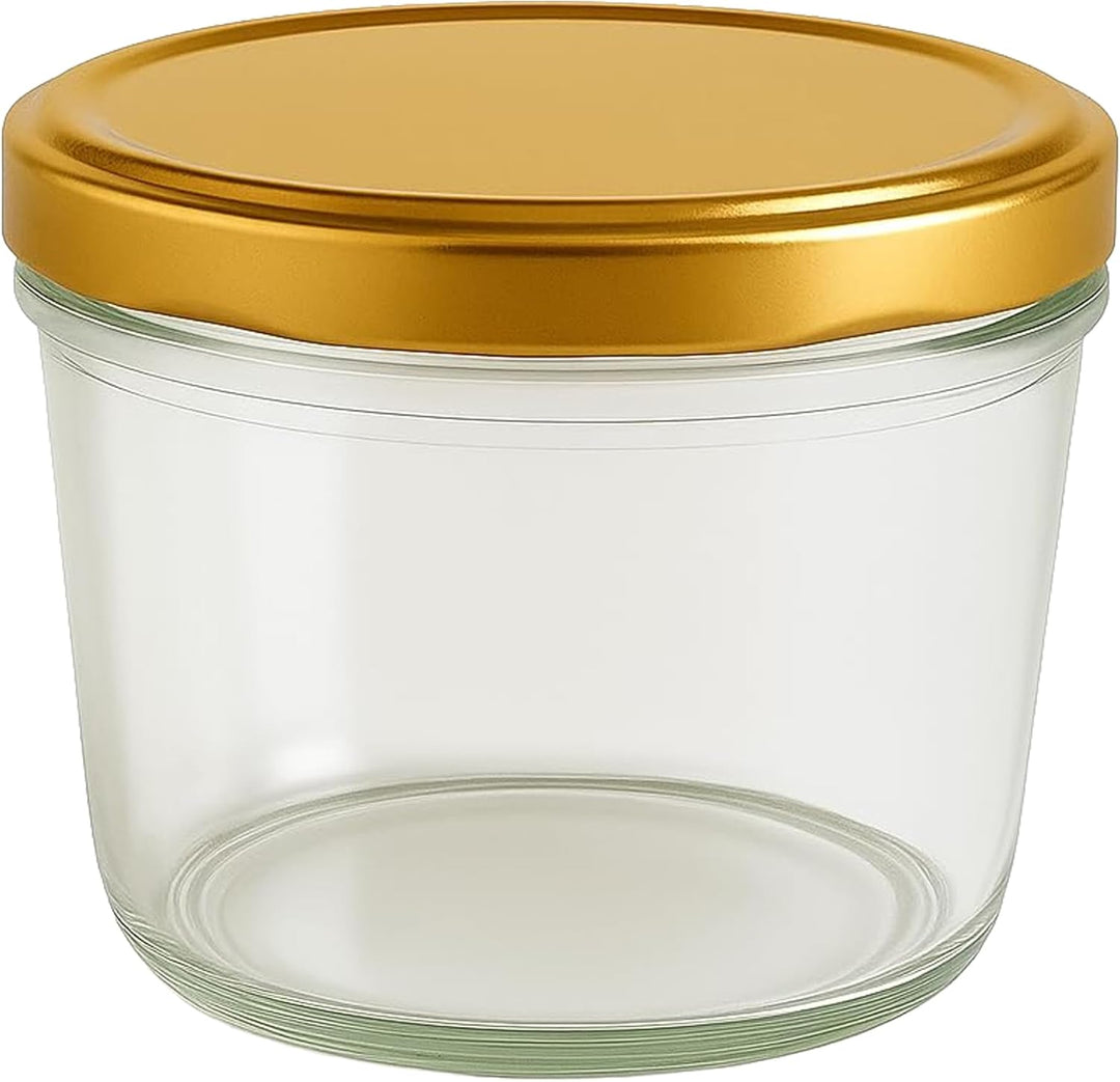 Vitrea 100x Marmeladengläser 230 ml - mit Deckel Gold TO 82 - Einmachgläser zum befüllen mit Schraub