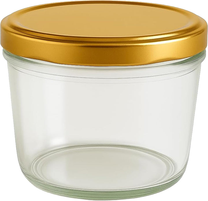 Vitrea 25x Marmeladengläser 230 ml - mit Deckel Gold TO 82 - Einmachgläser zum befüllen mit Schraubd