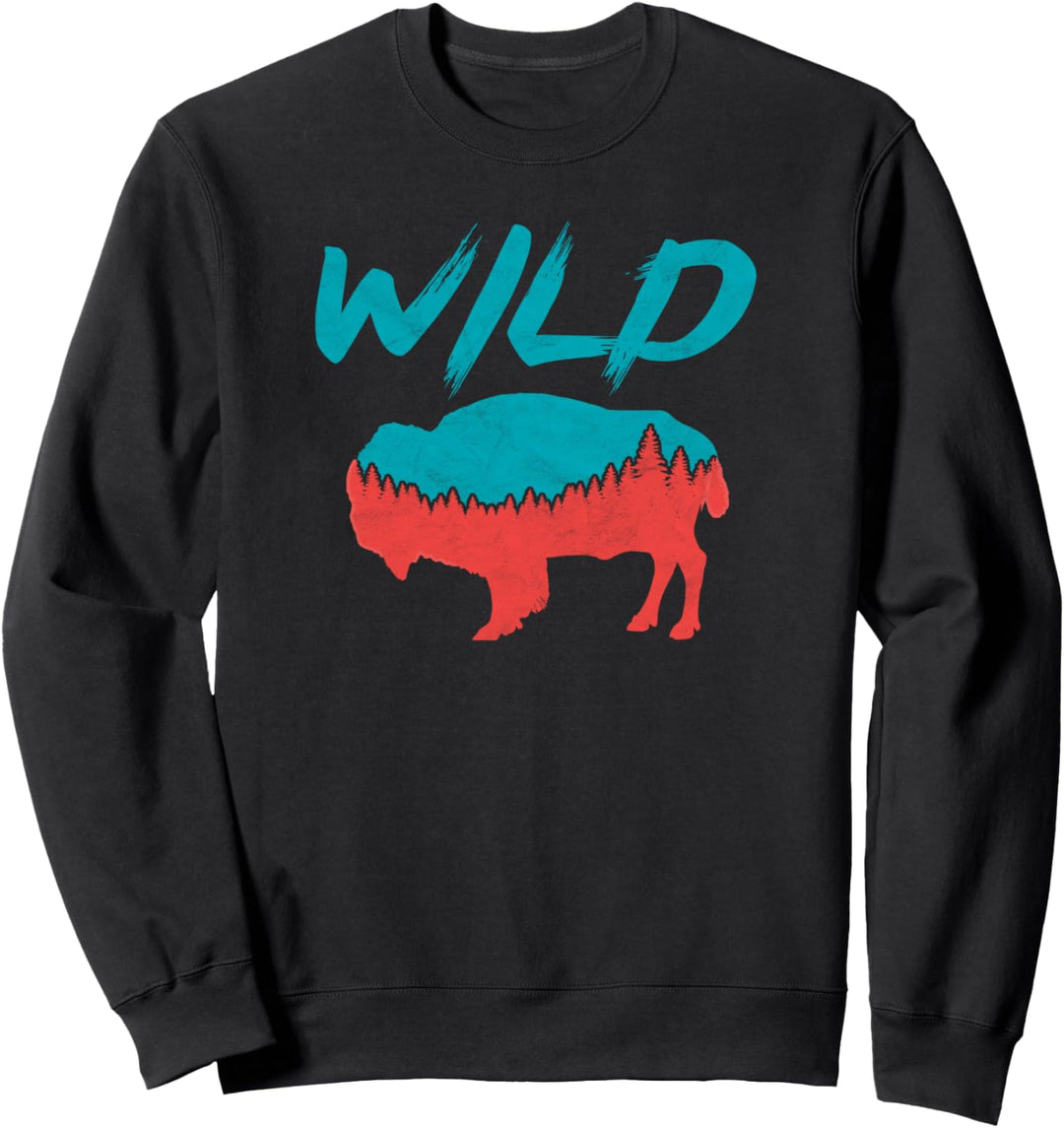 WILD: Outdoor Lover Bison / Buffalo Nature Minimalist Sweatshirt