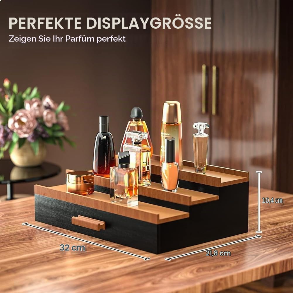3 Tier Display Ständer, Parfüm Organizer, Abgestuftes Parfümständer Aufbewahrungsbox mit Versteckter