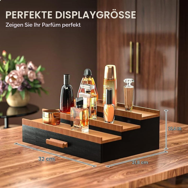3 Tier Display Ständer, Parfüm Organizer, Abgestuftes Parfümständer Aufbewahrungsbox mit Versteckter