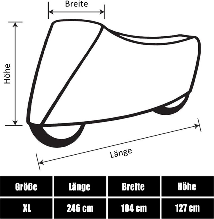 Rolektro Motorrad-Abdeckplane XL 246x104x127cm - PVC Motorradplane Motorrad Roller Abdeckung Outdoor