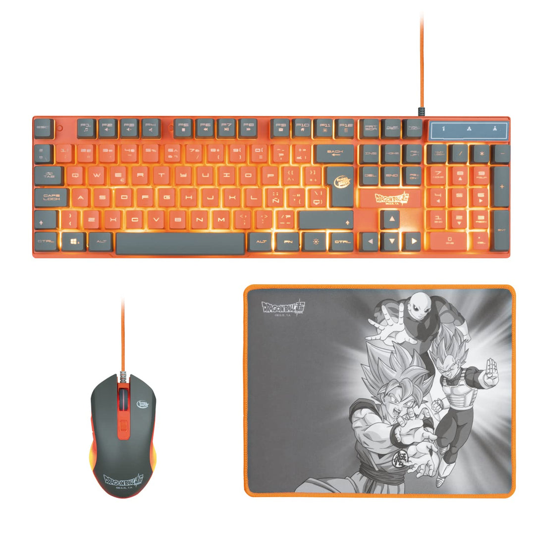 FRTEC - Dragon Ball Super Pack Tastatur + Maus + Mauspad (PC-kompatibel) QWERTY