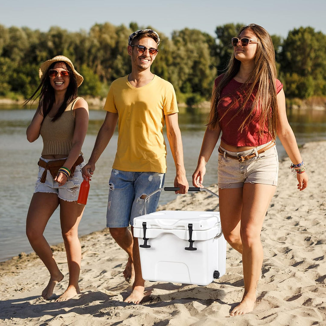 COSTWAY Kühlbox 15 Liter, Isolierbox tragbar mit Griff & Ablassstopfen & Getränkehalter, Thermobox W