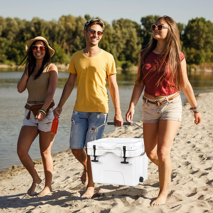 COSTWAY Kühlbox 15 Liter, Isolierbox tragbar mit Griff & Ablassstopfen & Getränkehalter, Thermobox W