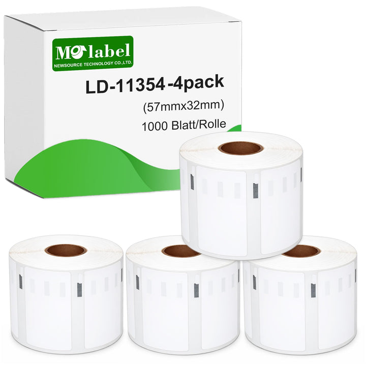 11354 4er-Pack (57 x 32 mm), kompatibel mit DYMO S0722540 sowie Dymo LabelWriter 300, 310, 315, 320,