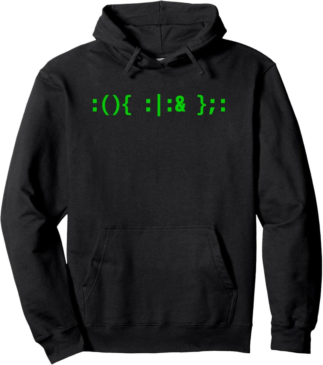 Bash Fork Bomb - Bash Hacker Kommando Grünes Text Design Pullover Hoodie