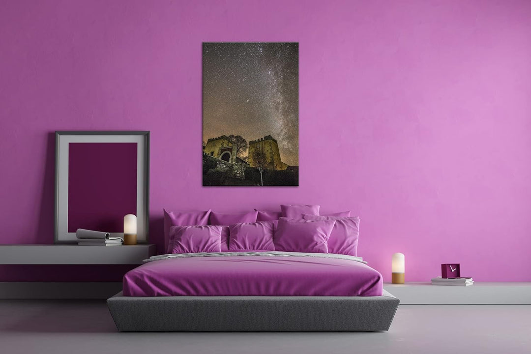 deyoli alter Burgruine unter den Sternen Format: 80x60 als Leinwand, Motiv fertig gerahmt auf Echtho