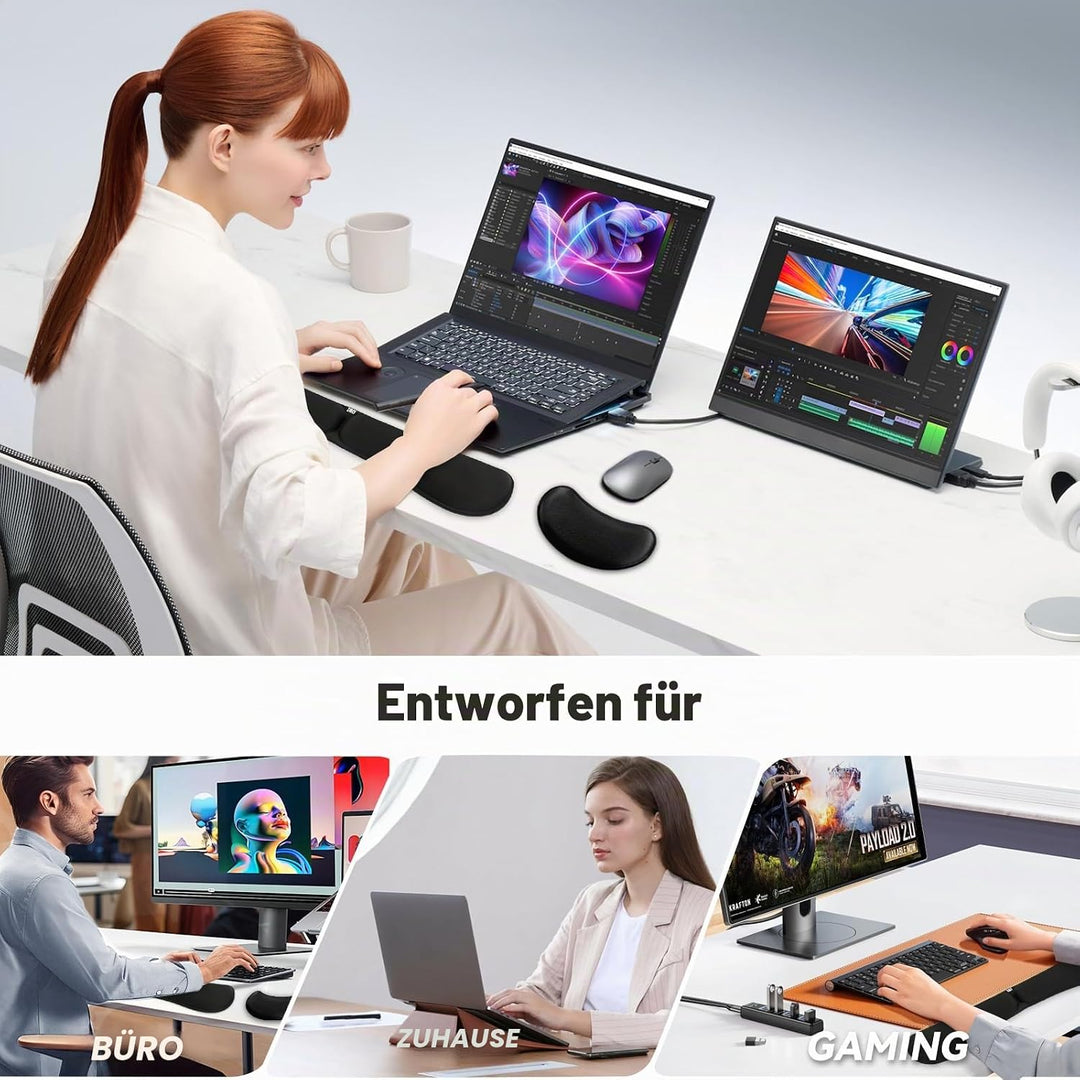 ZIBLY Tastatur- und Maus-Handgelenkauflage, rutschfestes, ergonomisches Handgelenkkissen, einfaches