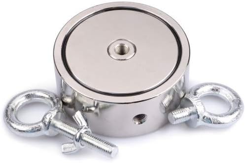 Bergemagnet aus Neodym mit 2 Bohrungen und Schraubösen (magnets4you) - superstarker Magnet für Magne