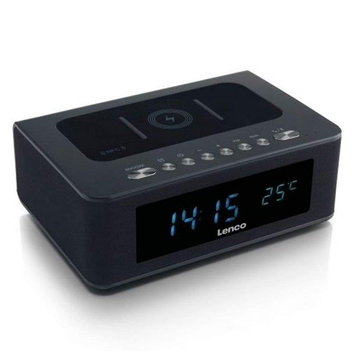 Lenco CR-580 Uhrenradio - Radiowecker mit Bluetooth - QI Wireless Ladestation - NFC, USB und Tempera