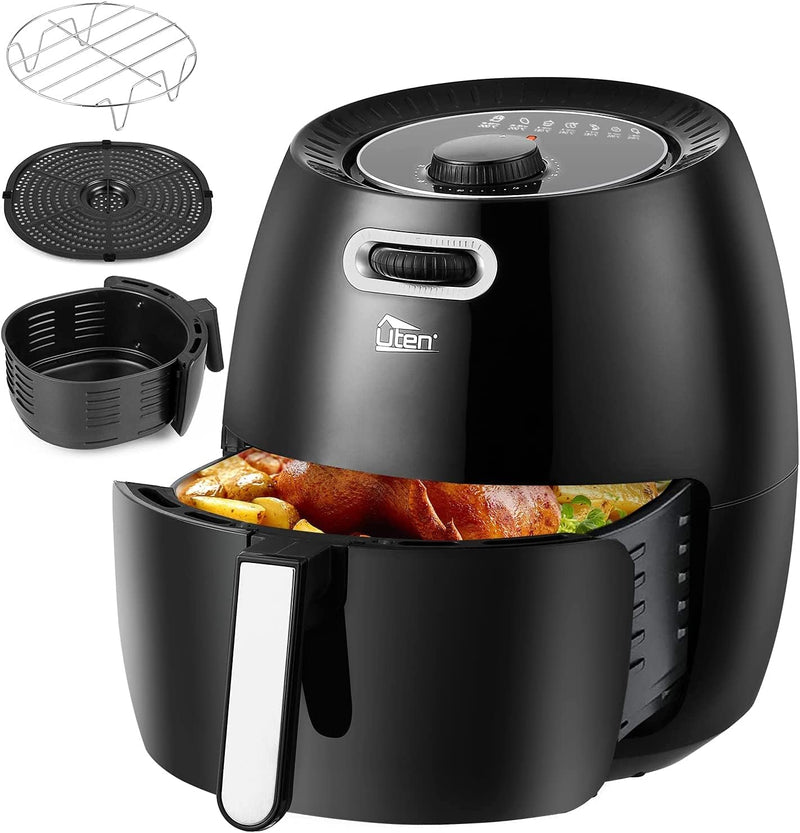 Heissluftfritteuse,6.5L Airfryer Uten XXL Heissluftfriteuse ohne Fett Friteuse Mit Ständer, No stick