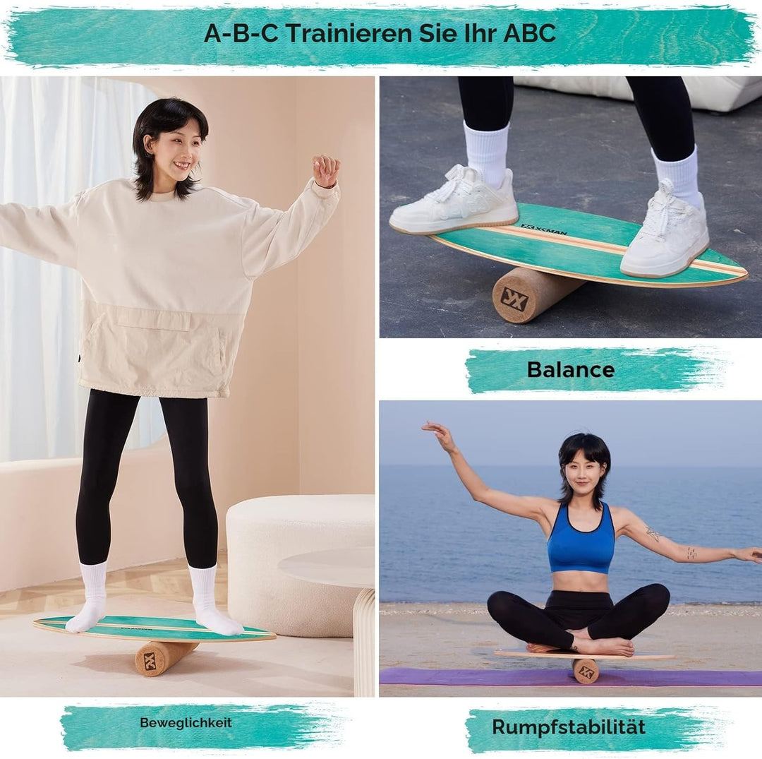 XCMAN Surf Balance Board Trainer Mit Rolle - Stabilitätstrainer Für Erwachsene Und Kinder, Zum Surfe