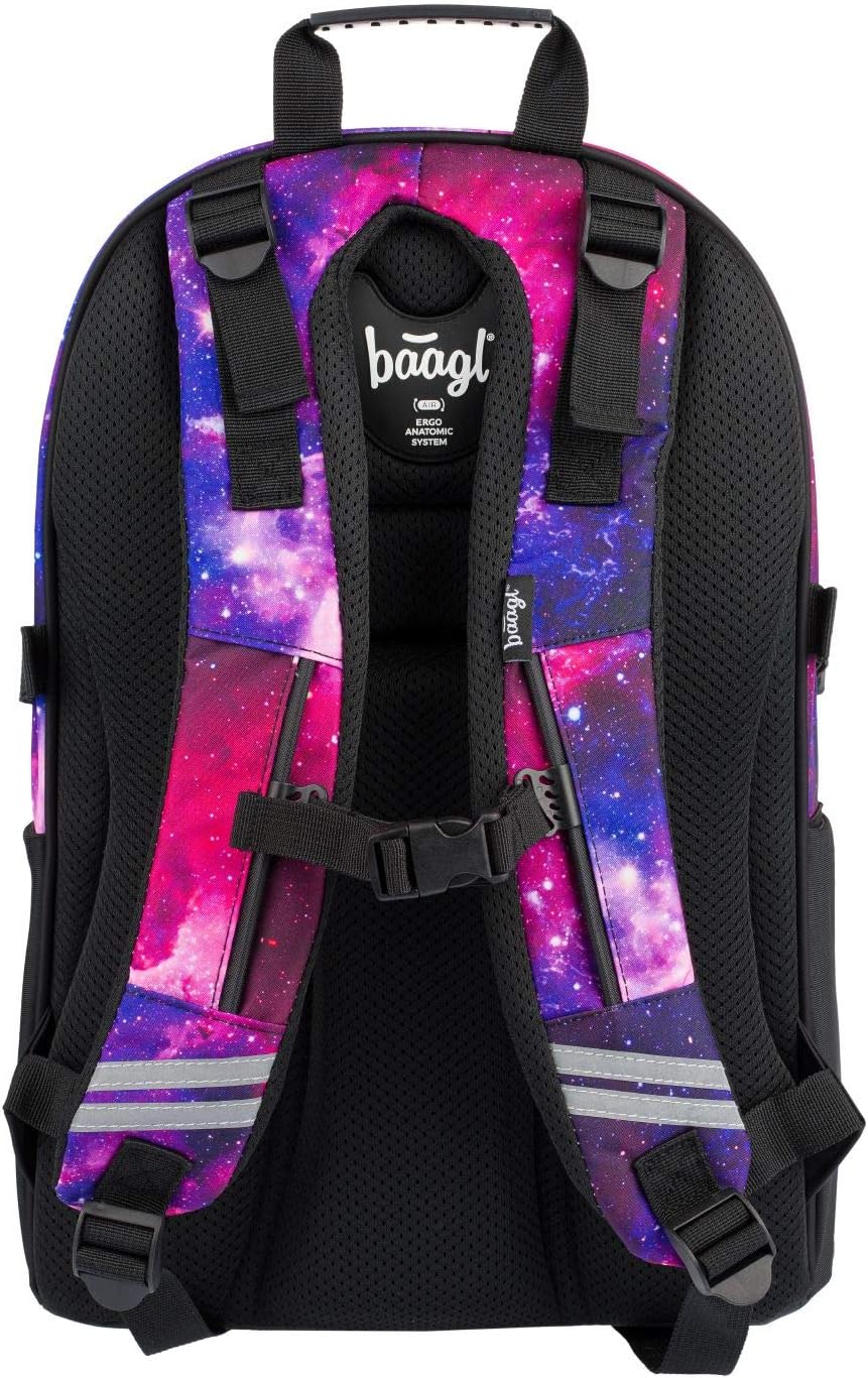 Baagl Schulrucksack Set Mädchen 3 Teilig, Schultasche ab 3. Klasse, Grundschule Ranzen mit Brustgurt
