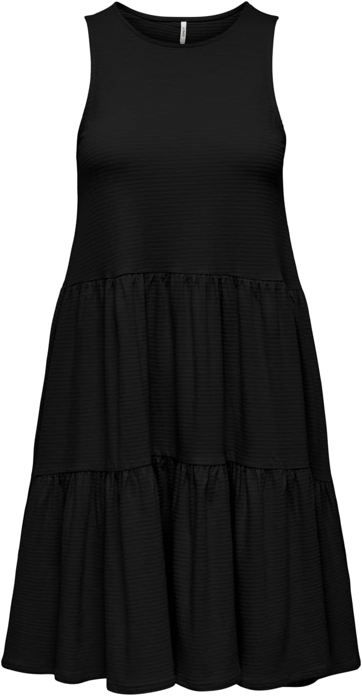 ONLY Female Kleid Normal geschnitten Rundhals Langes Kleid XXL Schwarz, XXL Schwarz